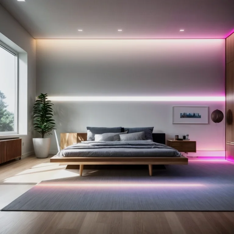 Modernes Wohnzimmer mit smarter Beleuchtung